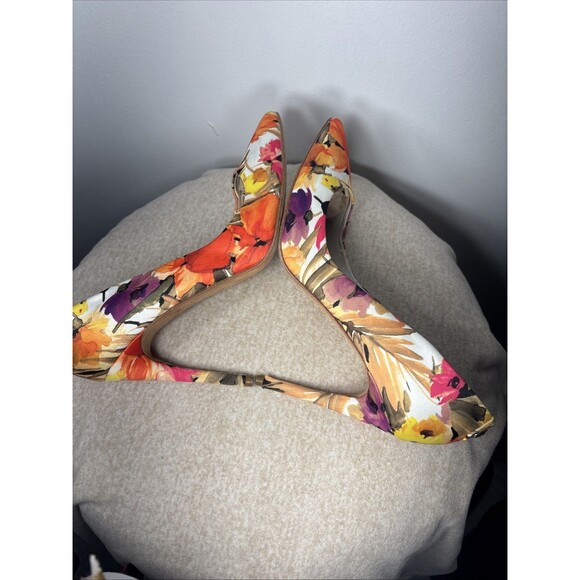 Ivanka Trump Womens slipper Floral Stiletto in Heel Orange Yellow Pump Shoe 8M - Picture 9 of 11